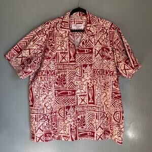 FAVANT Men's XXL Red Tropical Pattern Short Sleeve Button Up Hawaiian Shirt